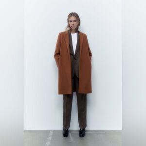 Zara Lapel Collar Coat in Camel